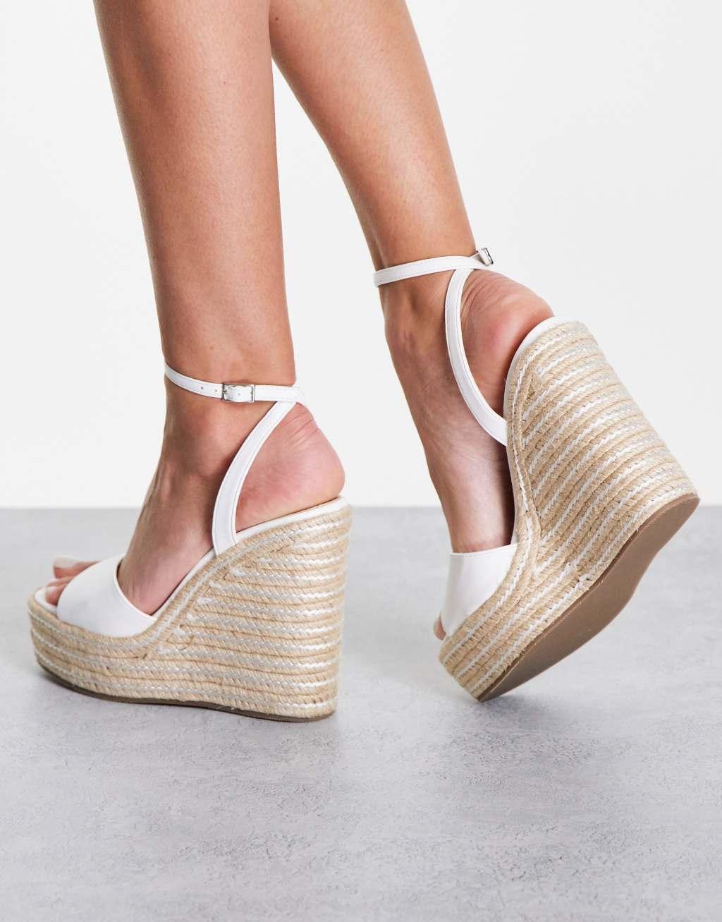 ASOS DESIGN Tasha espadrille wedges in white Product Image