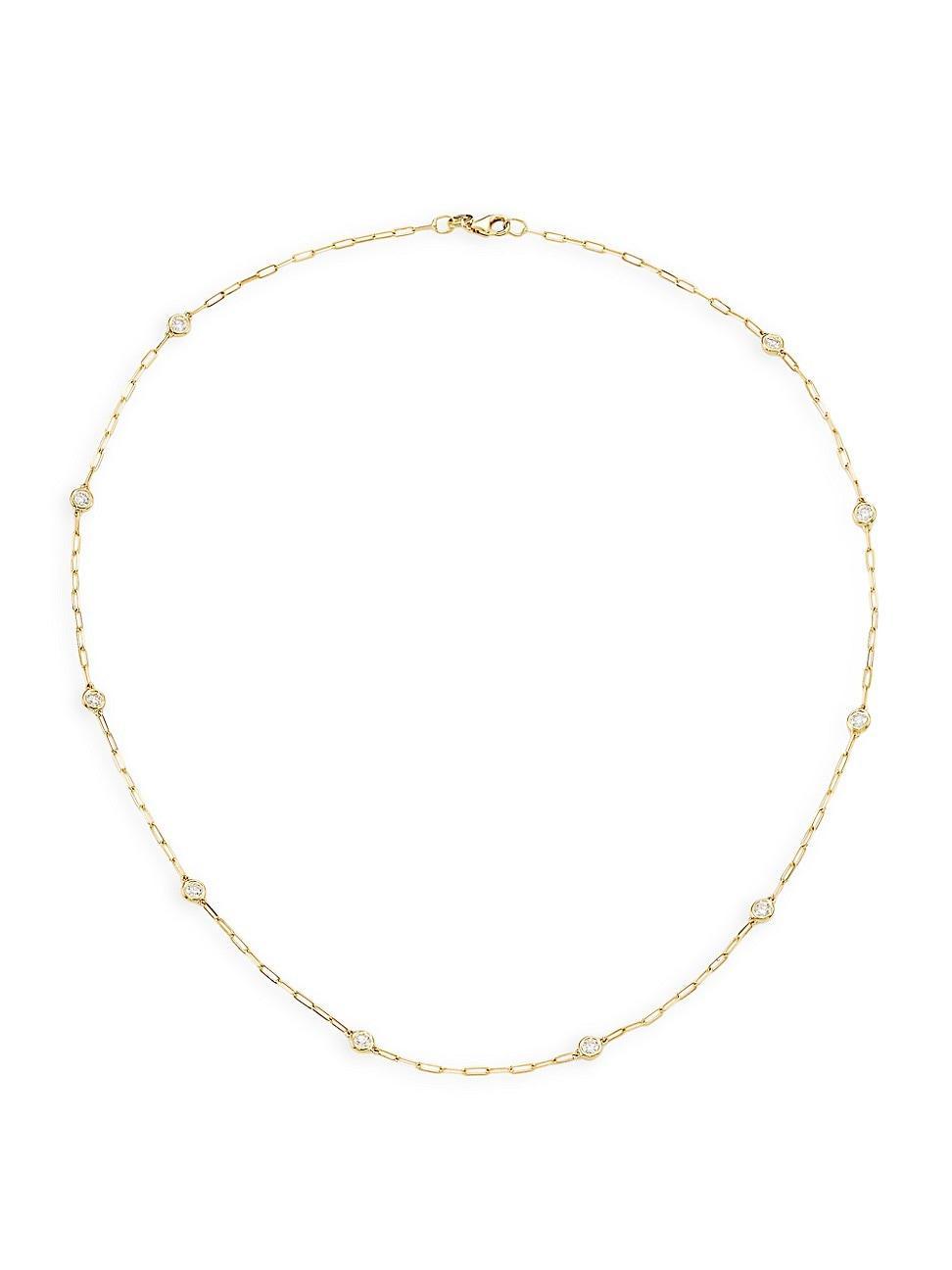 Womens 14K Yellow Gold & 0.75 TCW Diamond Station Necklace Product Image