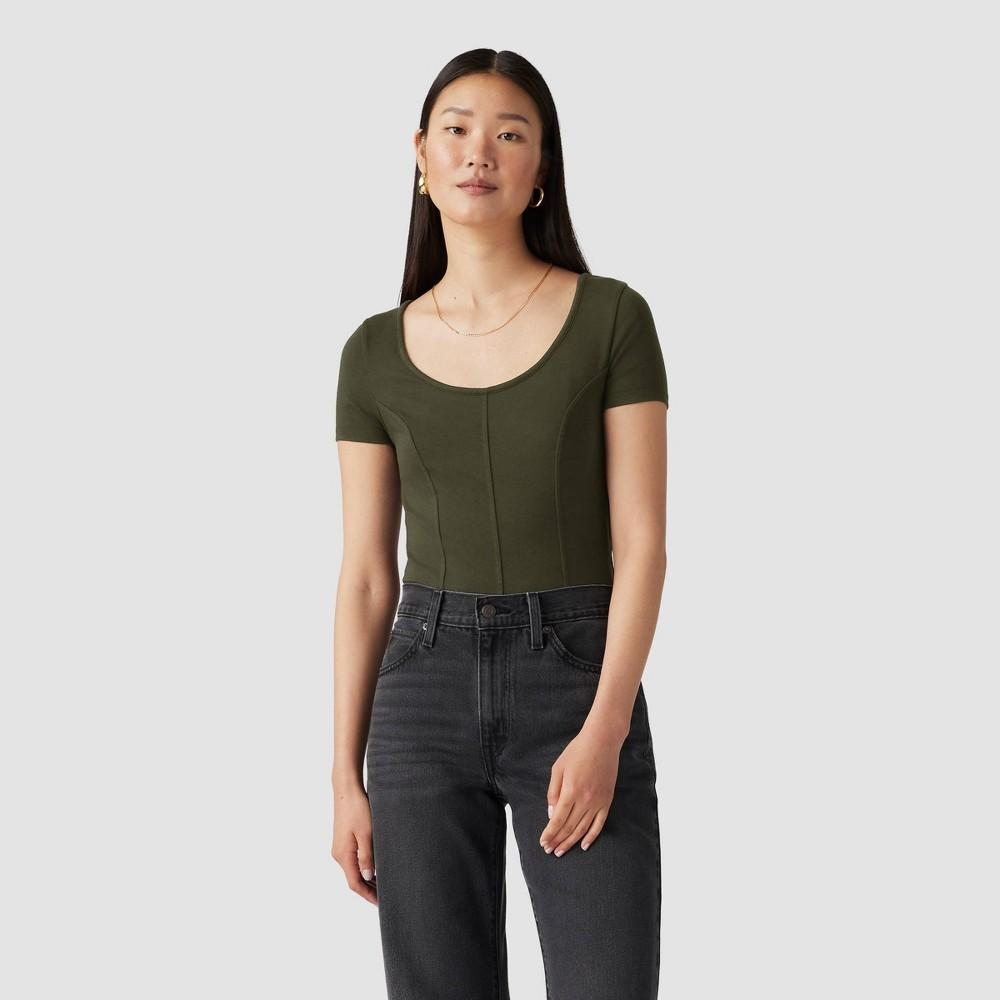 Levis Womens Short Sleeve Cropped Mars Corset T-Shirt - Deep Depths M Product Image