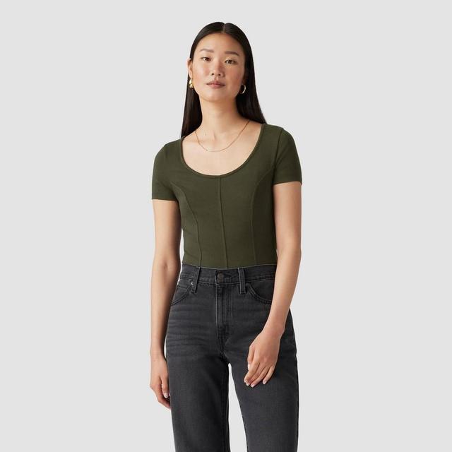 Levis Womens Short Sleeve Cropped Mars Corset T-Shirt - Deep Depths XS Product Image