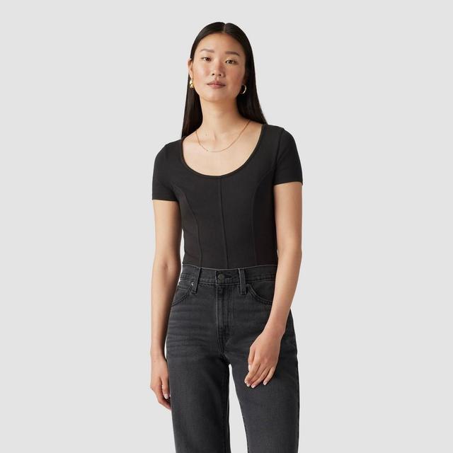 Levis Womens Short Sleeve Cropped Mars Corset T-Shirt - Caviar Black XS Product Image