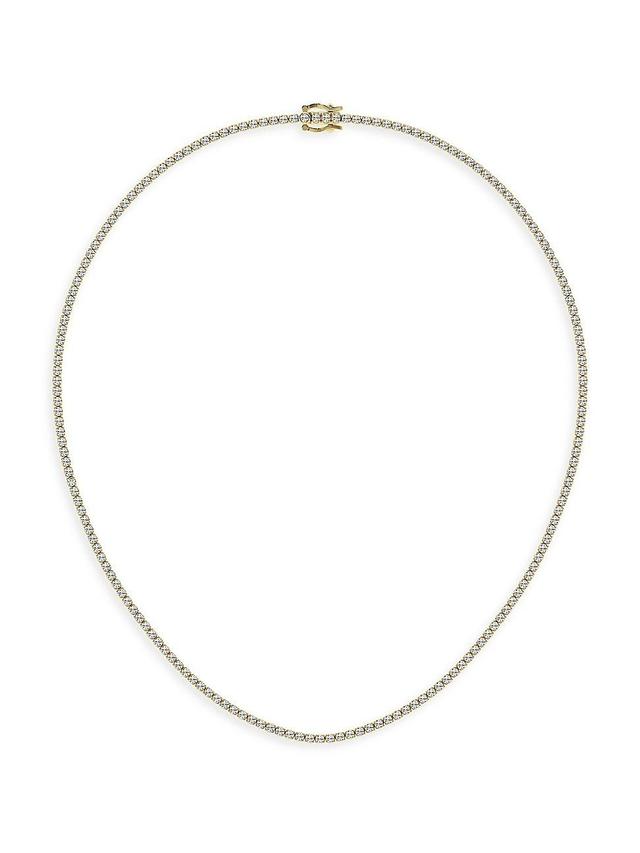 Womens 14K Yellow Gold & Lab-Grown Diamond Tennis Necklace Product Image