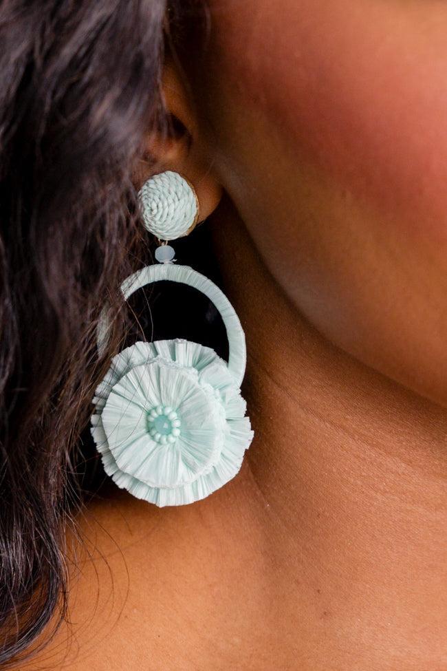 Turquoise Raffia Statement Earrings Product Image