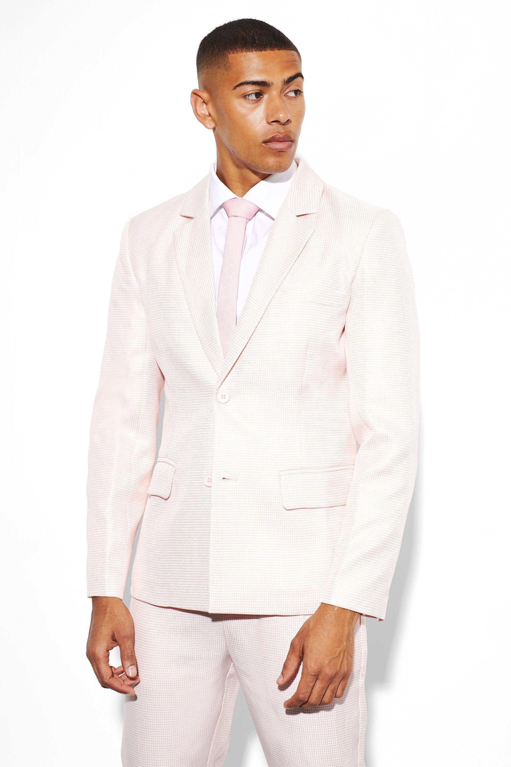 Slim Single Breasted Dogstooth Suit Jacket | boohooMAN USA Product Image