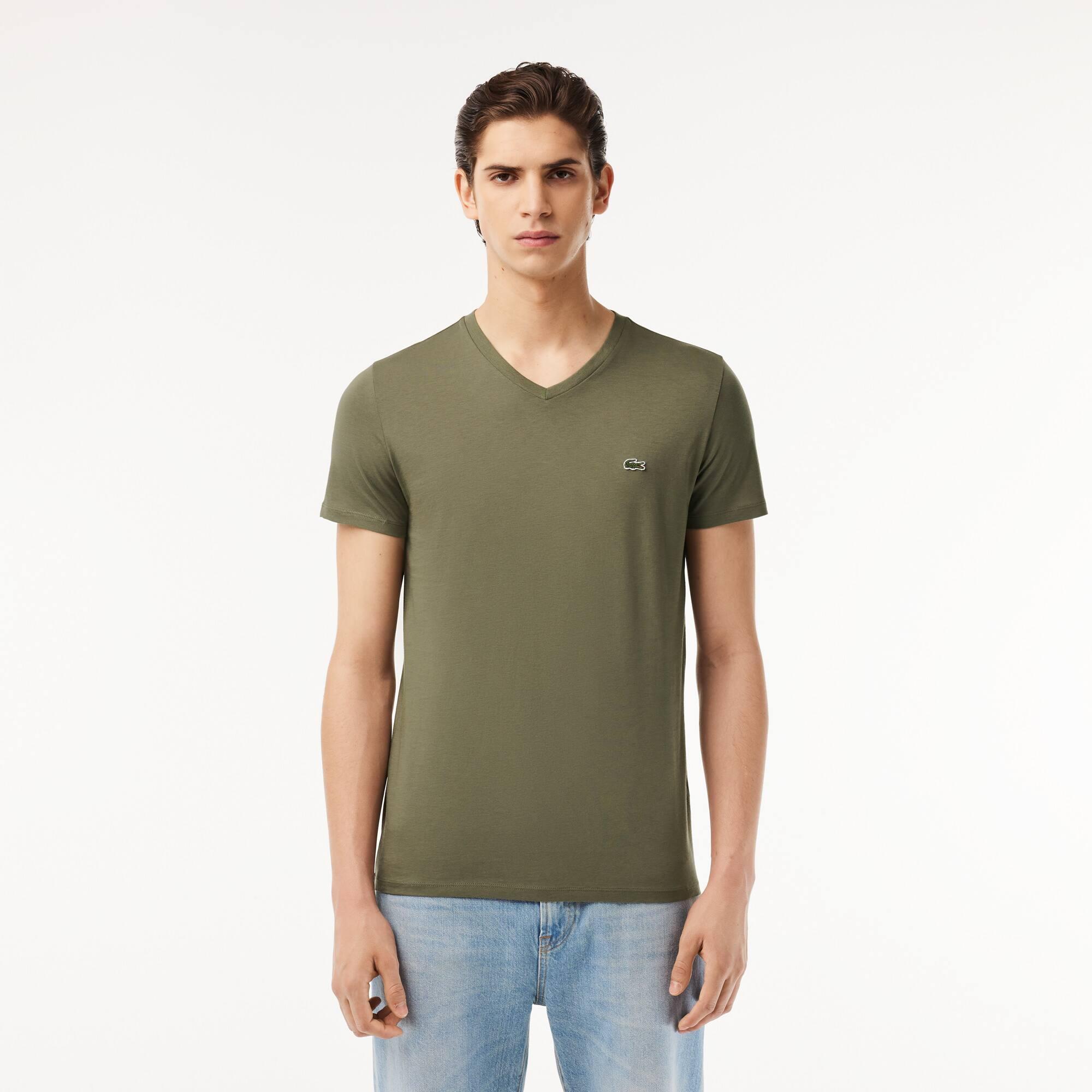 Lightweight Cotton Pima V Neck T-shirt Product Image