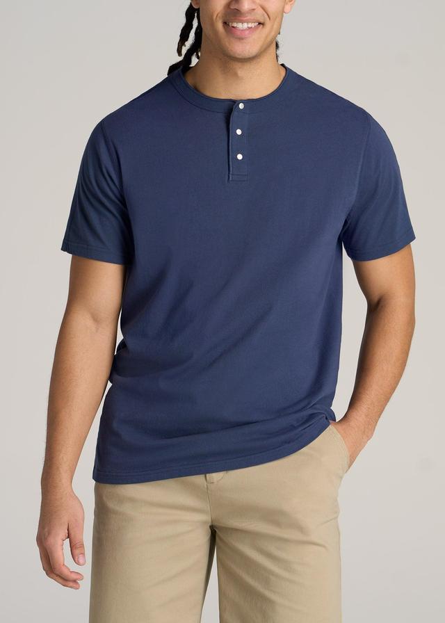 LJ&S REGULAR-FIT Jersey Henley Tee for Tall Men in Vintage Midnight Navy Male Product Image