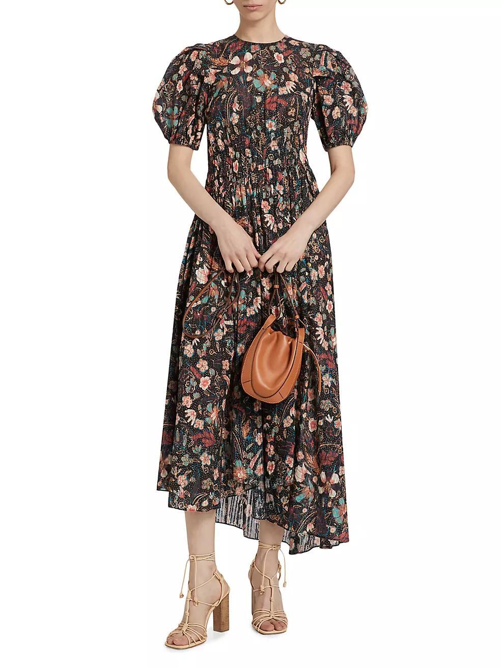 Eden Floral Puff-Sleeve A-Line Dress Product Image