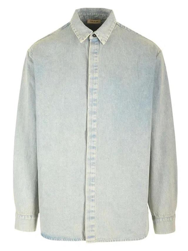 Long Sleeved Denim Shirt In Blue Product Image