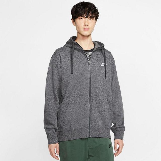 Nike Mens Nike Club Full-Zip Hoodie - Mens White/Dark Grey Heather Product Image