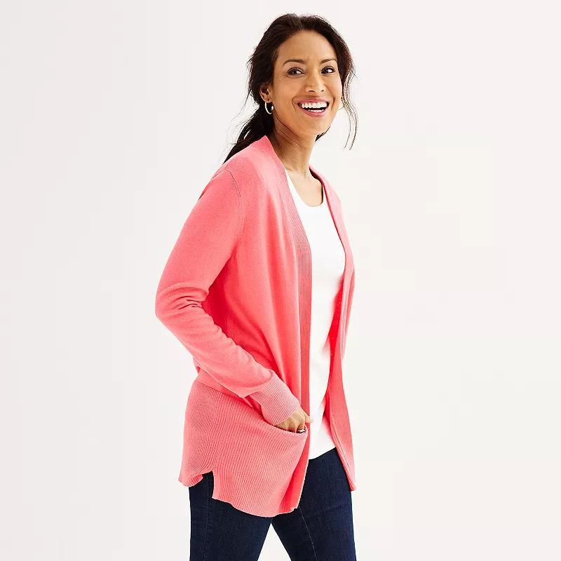 Womens Croft & Barrow Cardigan with Pockets Pink Product Image