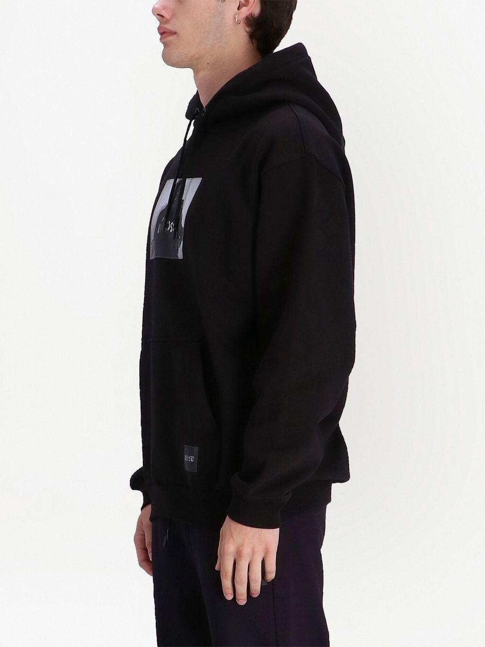 Boss X Khaby Relaxed-fit Cotton-blend Hoodie With Lenticular Artwork In Black Product Image