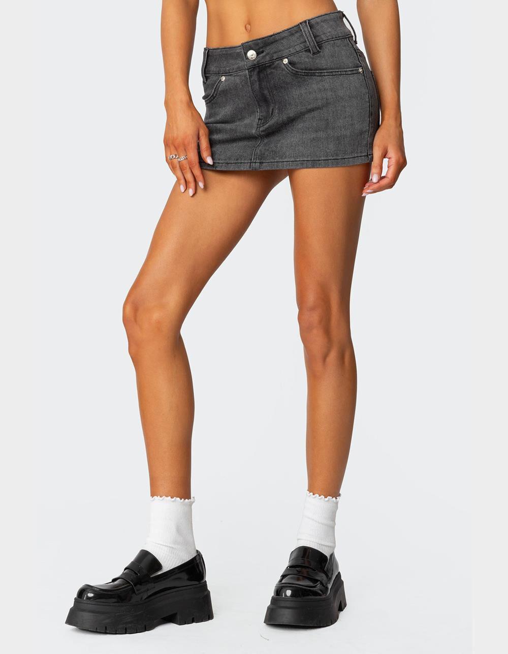 EDIKTED Bev Stretchy Denim Micro Skirt Product Image