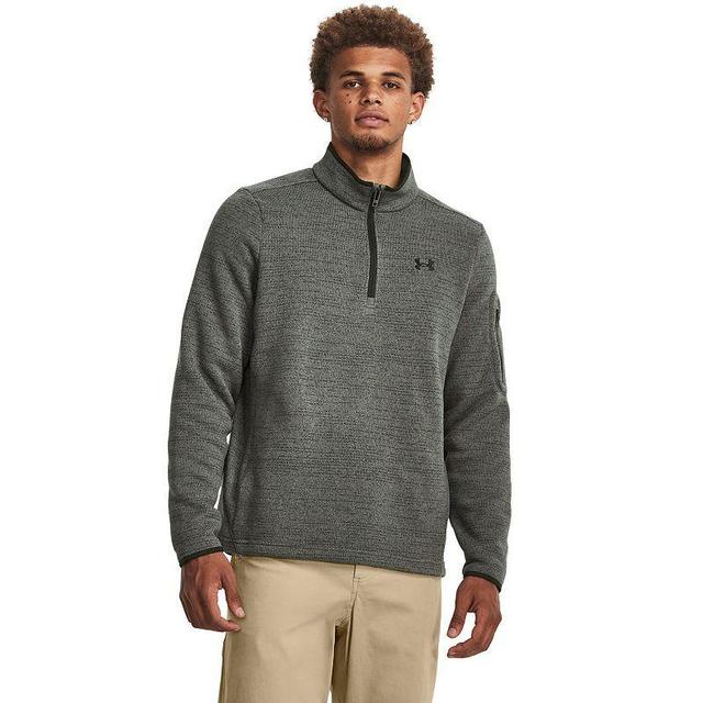 Mens Under Armour Specialist Fleece Quarter Zip White Product Image