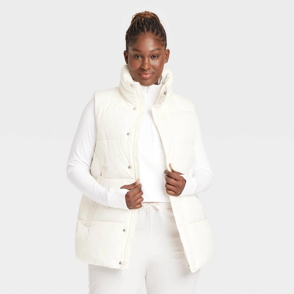 Women's Long Puffer Vest - All In Motion™ Cream XS Product Image