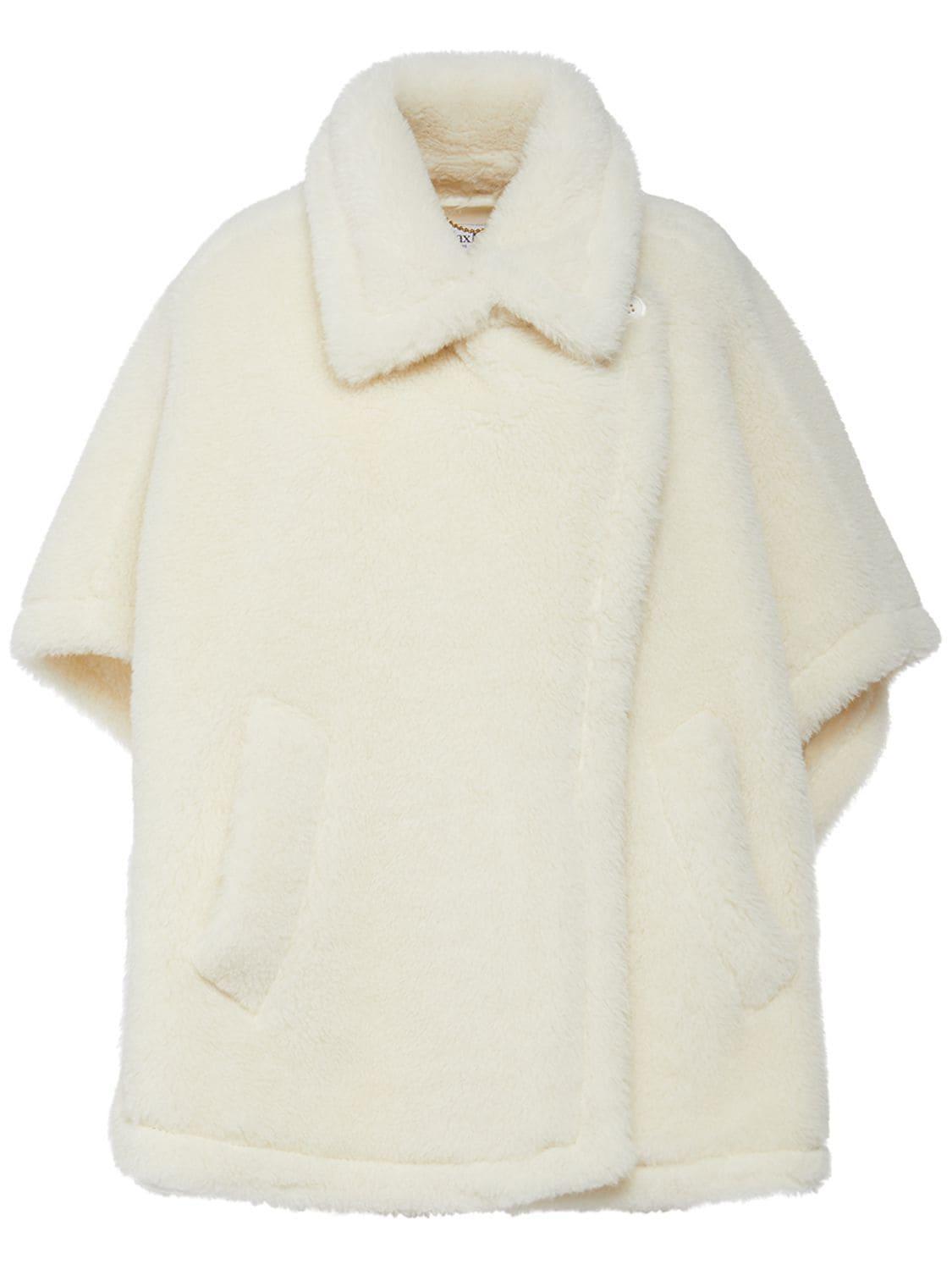 MAX MARA Tebe1 Alpaca & Wool Teddy Cape In White Product Image