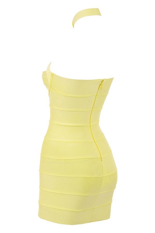 Maliha Buttercup Bandage Halter Mini Dress Product Image