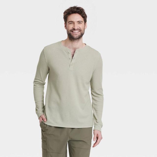 Mens Long Sleeve Waffle Henley Top - All In Motion Light M Product Image