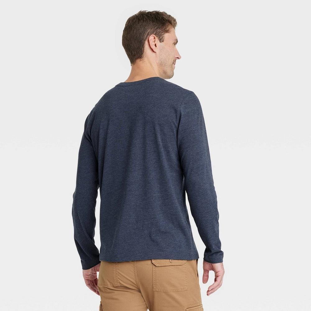 Men's Every Wear Long Sleeve T-Shirt - Goodfellow & Co™ Heathered Navy Blue XL Product Image