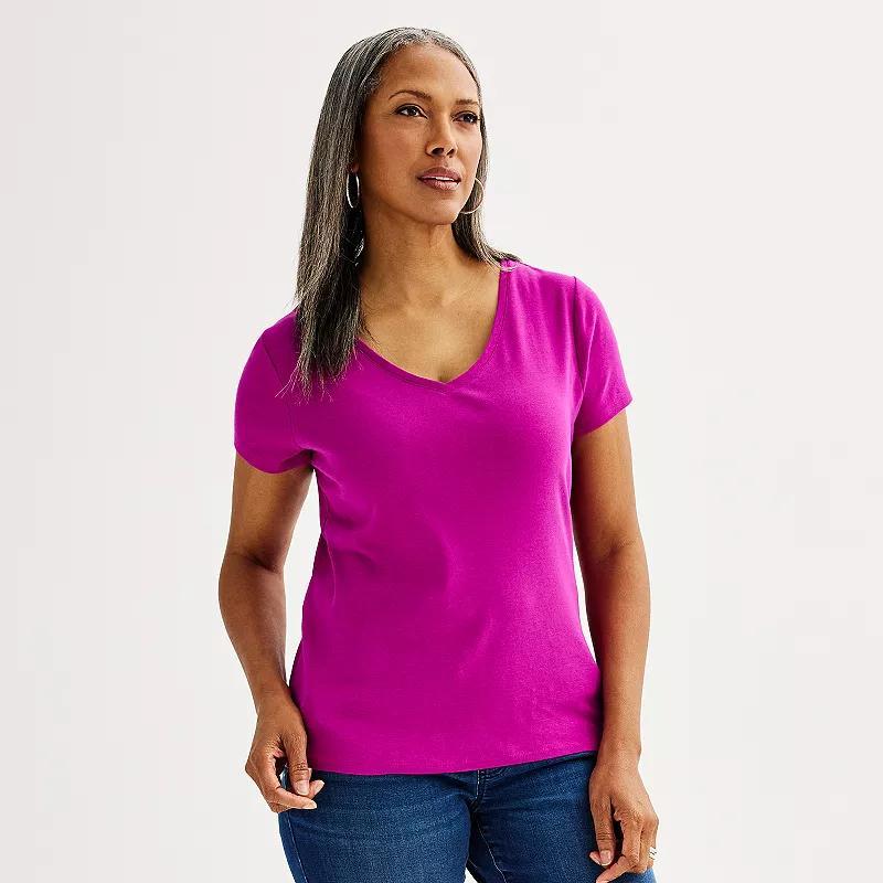 Womens Croft & Barrow Essential V-Neck Tee Med Red Product Image