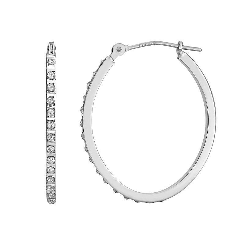 Diamond Fascination 14k Gold Diamond Accent Oval Hoop Earrings, Womens, 14k White Gold Product Image