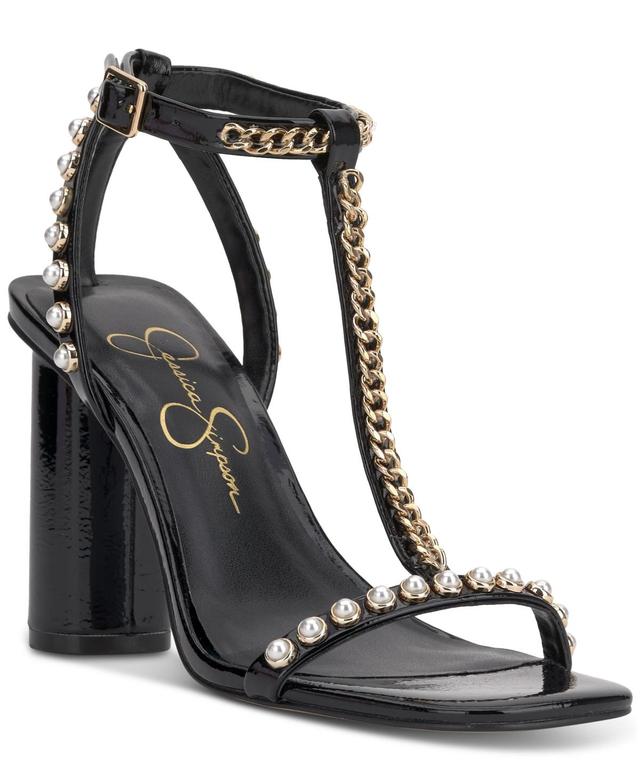 Jessica Simpson Womens Siven Embellished T-Strap High-Heel Dress Sandals Product Image