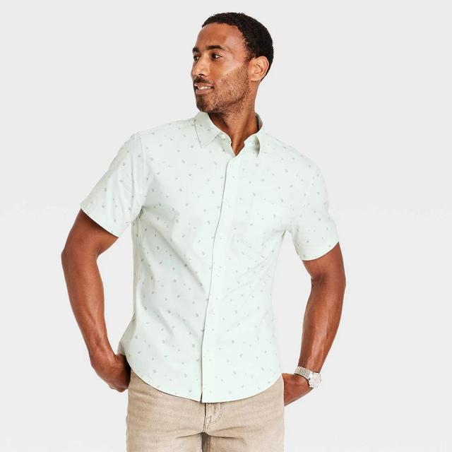 Mens Regular Fit Short Sleeve Button-Down Shirt - Goodfellow & Co Sage XL Product Image