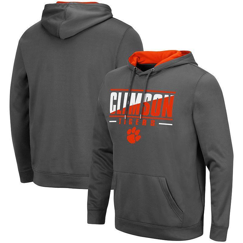 Mens Colosseum Charcoal Clemson Tigers Slash Stack 2.0 Pullover Hoodie Product Image