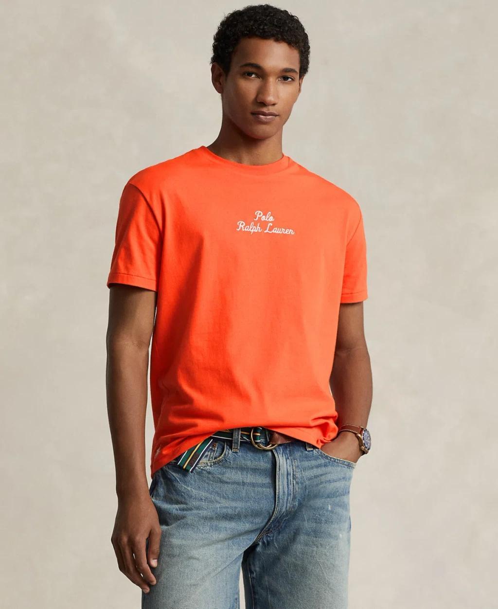 Men's Classic-fit Logo Jersey T-shirt In Orange Flame Product Image