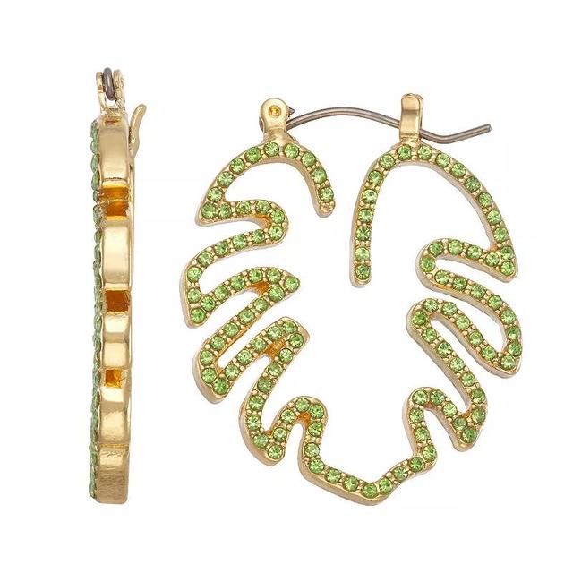 Celebrate Together Gold Tone Tropical Palm Leaf Earrings, Womens, Green Product Image