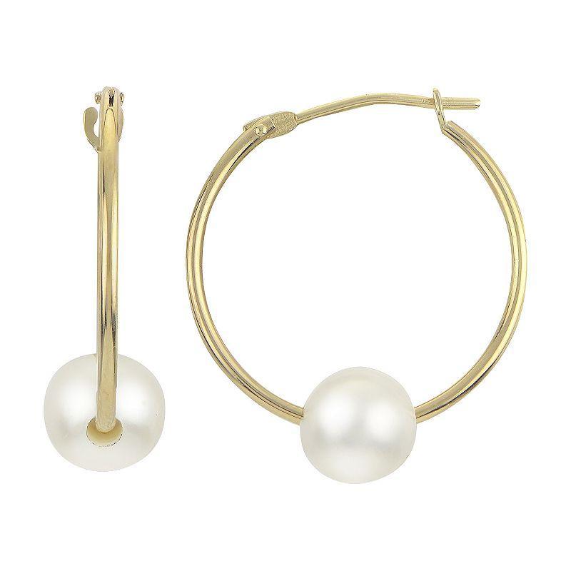 PearLustre by Imperial 14Kt Gold Freshwater Cultured Pearl Hoop Earrings, Womens, 14k Gold Product Image