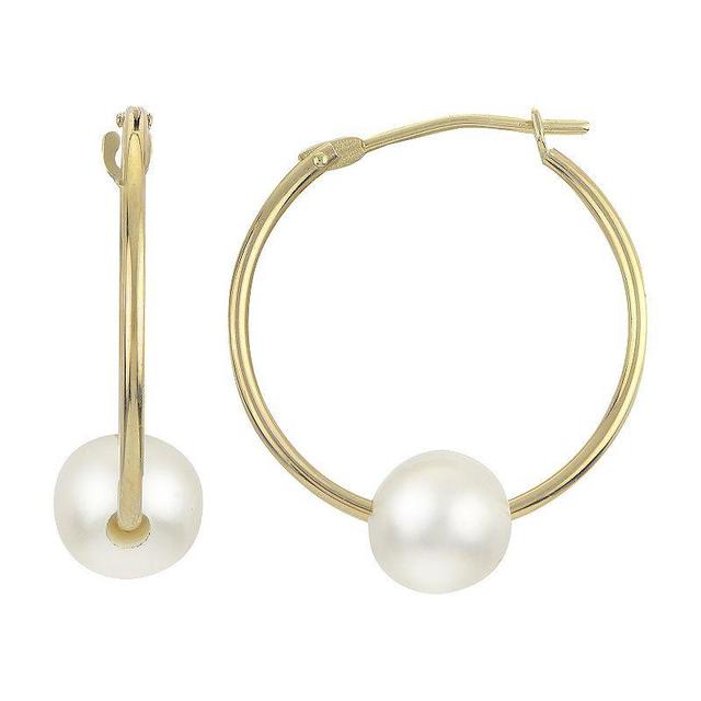 PearLustre by Imperial 14Kt Gold Freshwater Cultured Pearl Hoop Earrings, Womens, 14k Gold Product Image