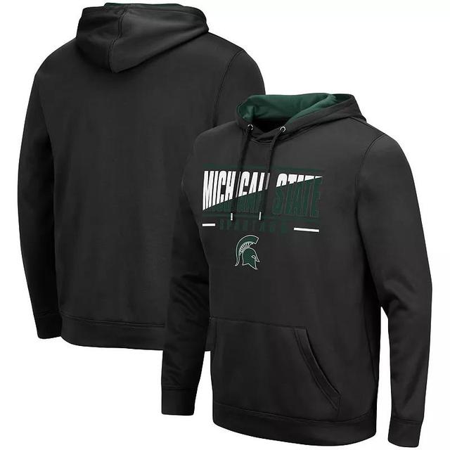 Mens Colosseum Black Michigan State Spartans Slash Stack 2.0 Pullover Hoodie Product Image