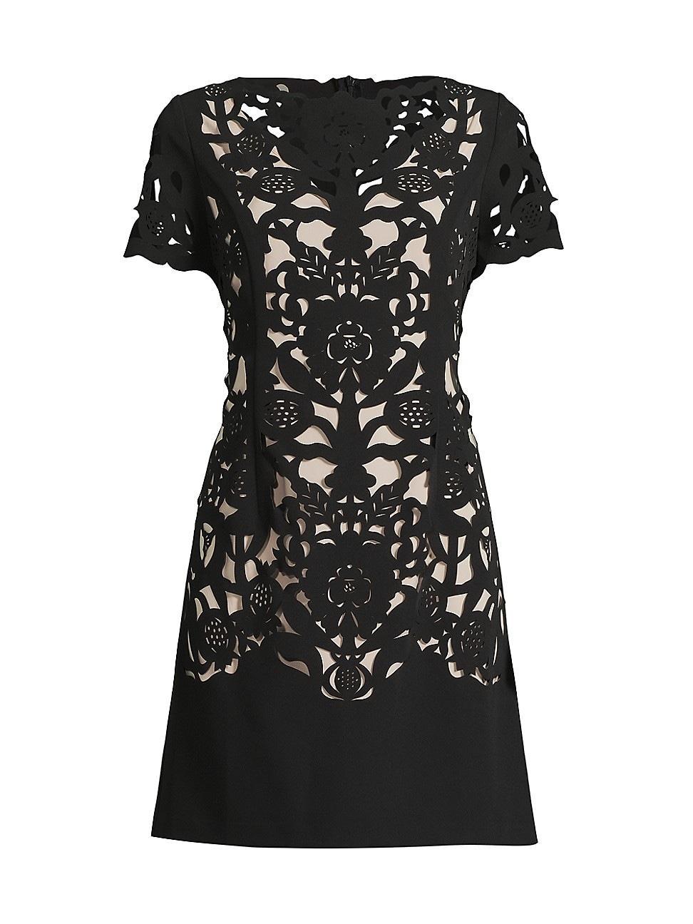 Womens Floral Crepe Laser-Cut Sheath Dress Product Image