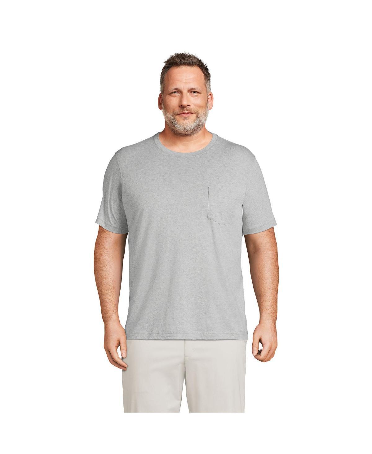 Big & Tall Lands End Supima Pocket Tee, Mens White Product Image