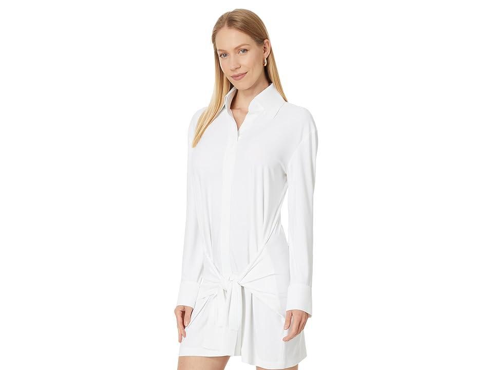 Norma Kamali Four Sleeve Nk Shirt Mini Dress (Snow ) Women's Dress Product Image