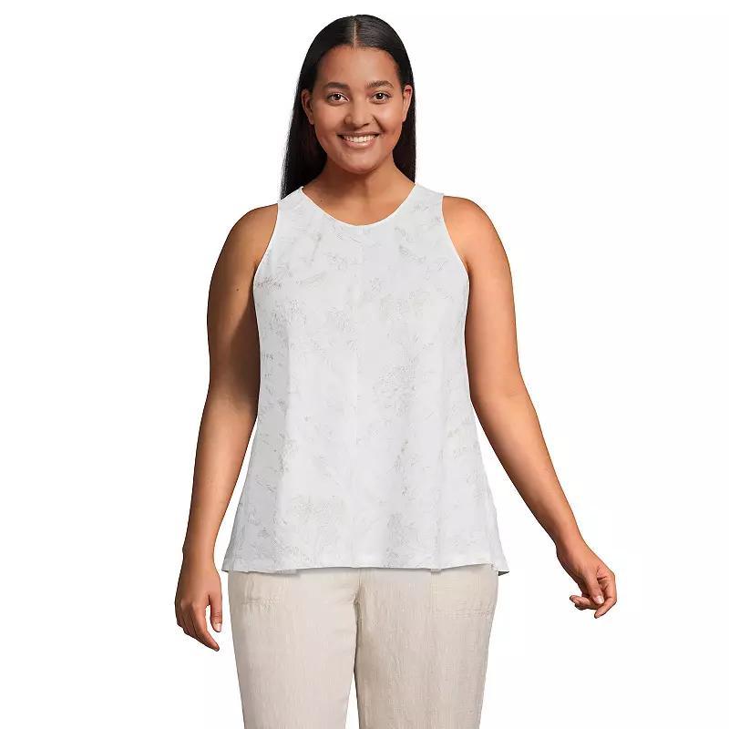 Plus Size Lands End Linen Tank, Womens White product image