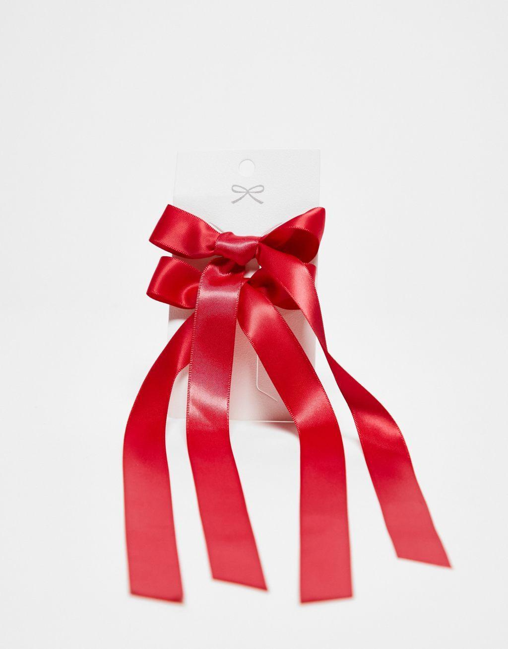 Sister Jane ribbon bow hairclips 2-pack in red Product Image