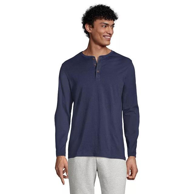 Lands End Mens Supima Jersey Long Sleeve Henley T-Shirt Product Image