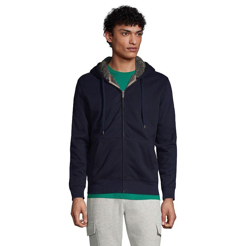 Big & Tall Lands End Serious Sweats Full-Zip Sherpa Hoodie, Mens Pewter Grey Product Image