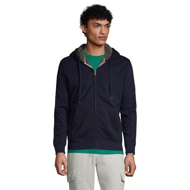 Big & Tall Lands End Serious Sweats Sherpa Fleece Full-Zip Hoodie, Mens Radiant Blue Product Image