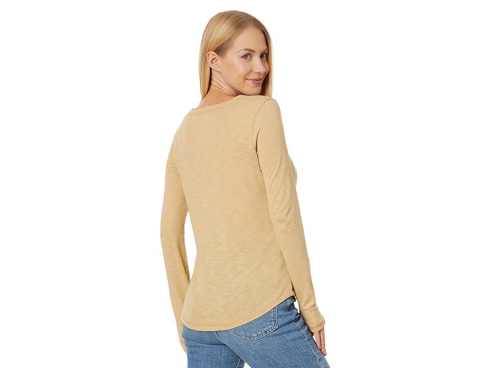 Madewell Whisper Cotton Rib-Crewneck Long-Sleeve Tee (Desert Dune) Women's Clothing Product Image