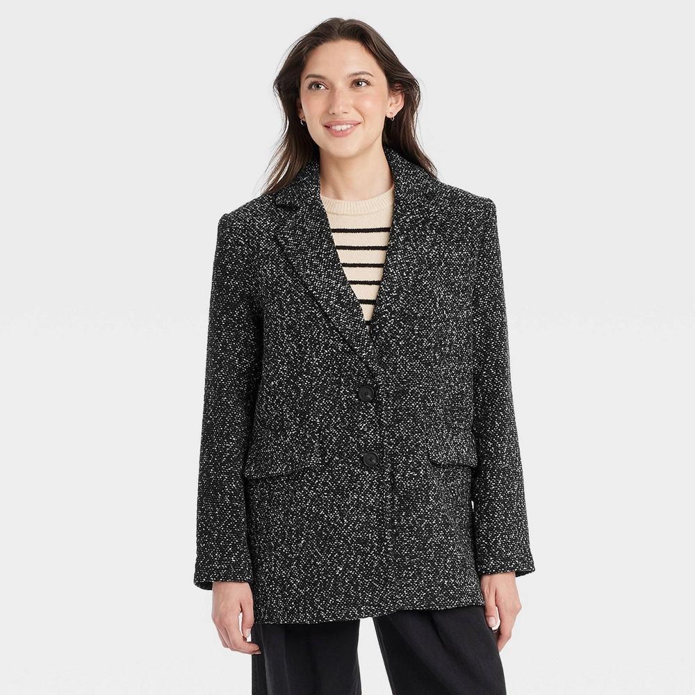 Women's Oversized Blazer - Universal Thread™ Black L Product Image