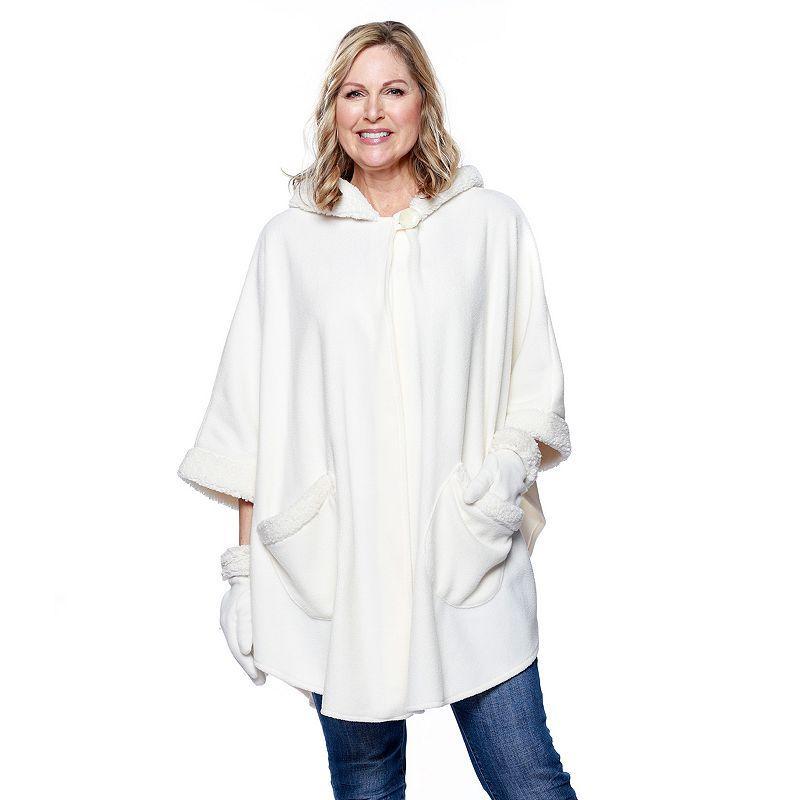 Womens Le Moda Knit Fleece Hooded Wrap with Sherpa Lining & Matching Gloves Product Image