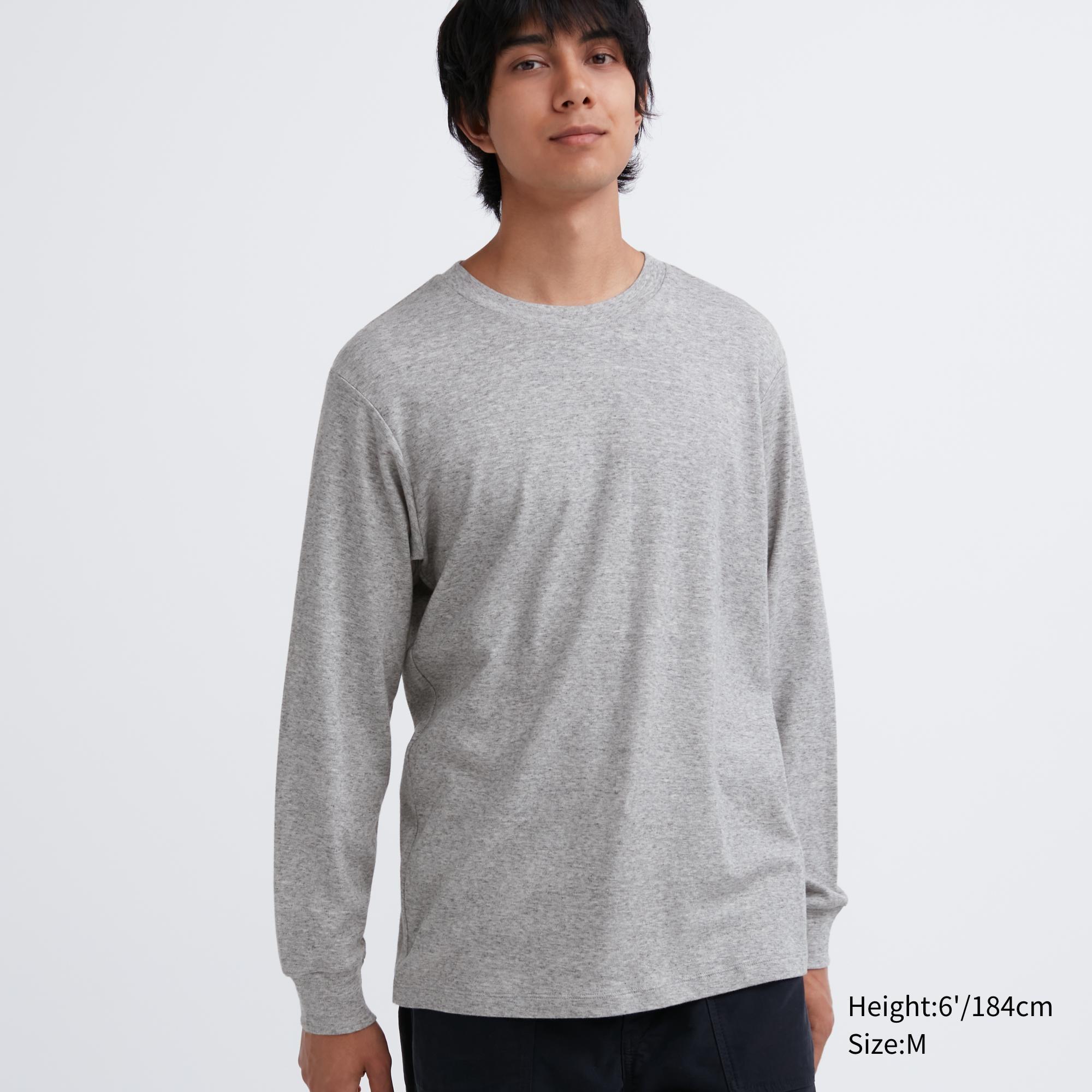 Mens Brushed Cotton Crew Neck Long-Sleeve T-Shirt 2XL UNIQLO US Product Image