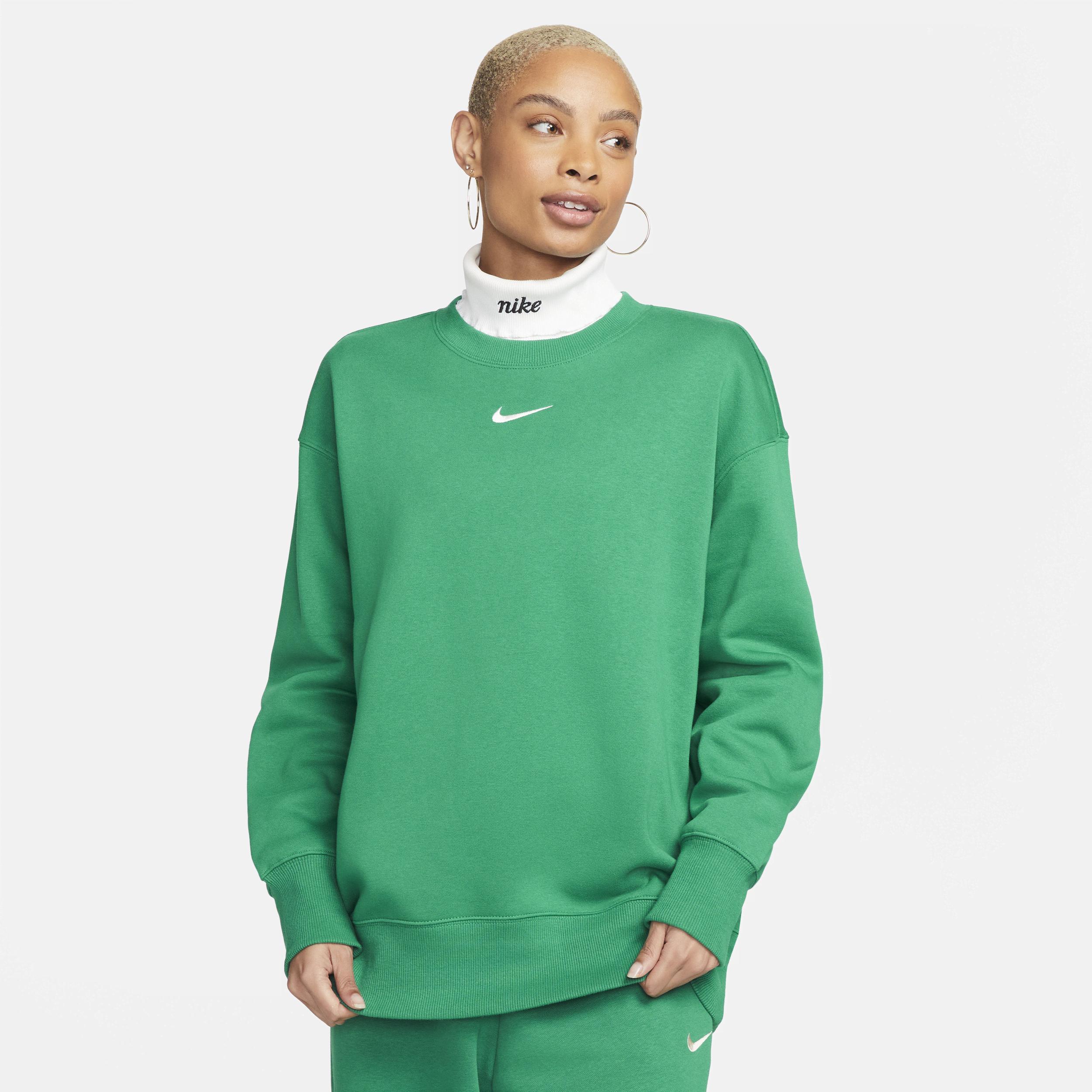 Women's Nike Sportswear Phoenix Fleece Oversized Crewneck Sweatshirt in Green, Size: XS | DQ5733-365 Product Image