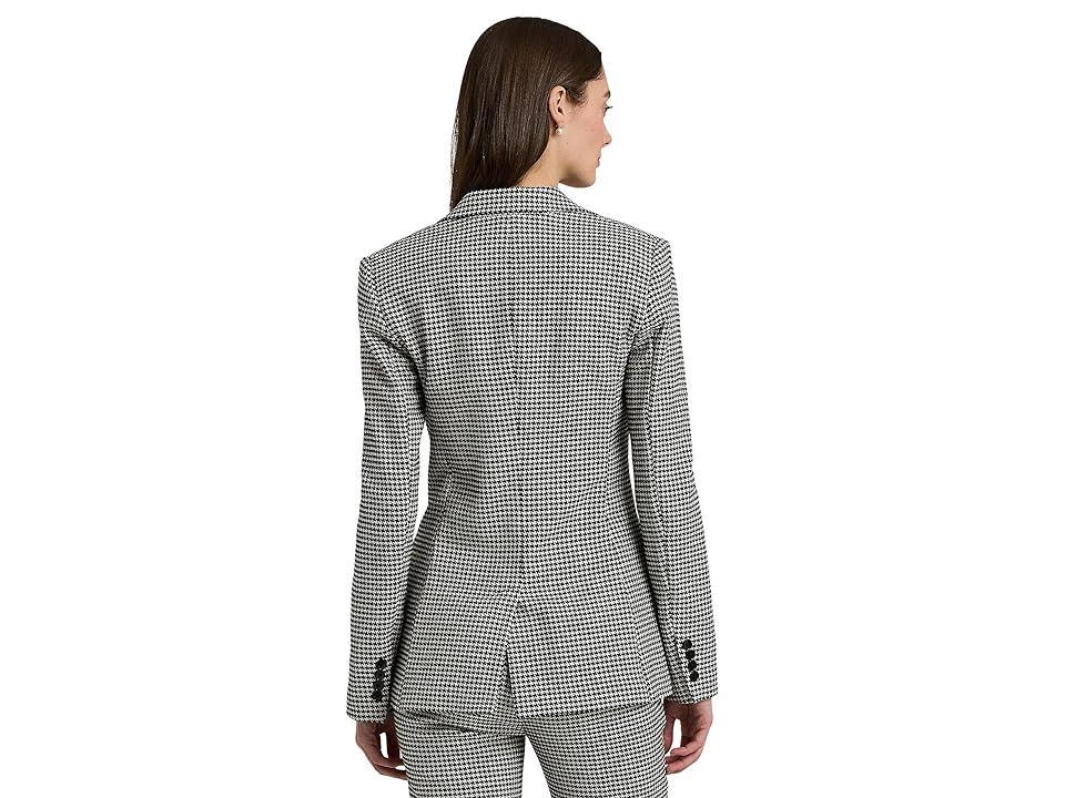 LAUREN Ralph Lauren Houndstooth Cotton-Blend Twill Blazer (Black/Mascarpone Cream) Women's Jacket Product Image