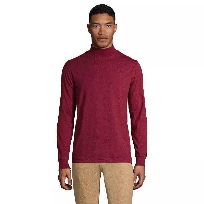 Big & Tall Lands End Super-T Classic-Fit Mock Turtleneck, Mens Rich Red Product Image