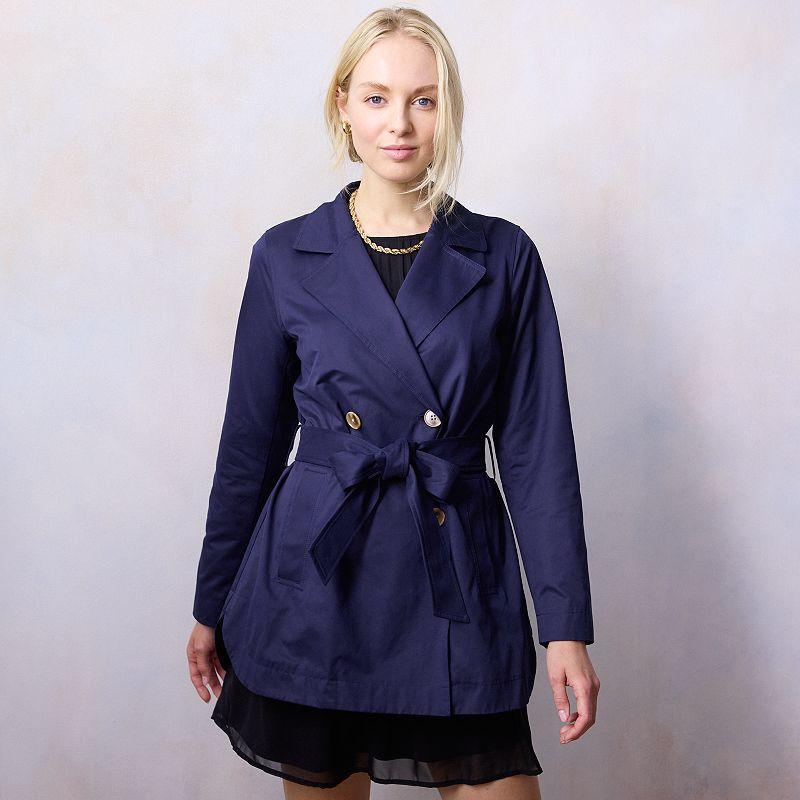 Womens LC Lauren Conrad Shirttail-Hem Trench Coat Lt Green Product Image