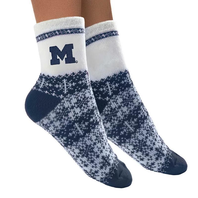 Womens ZooZatz Michigan Wolverines Fuzzy Holiday Crew Socks, Blue Product Image