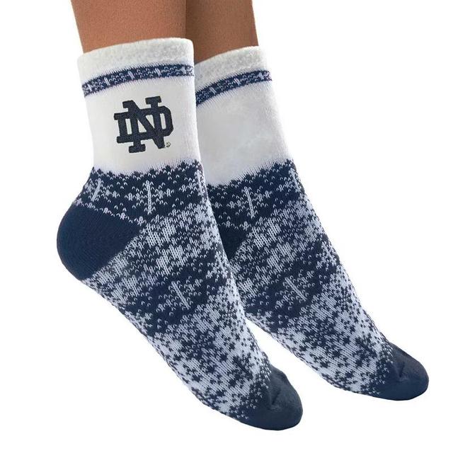 Womens ZooZatz Notre Dame Fighting Irish Fuzzy Holiday Crew Socks, Blue Product Image